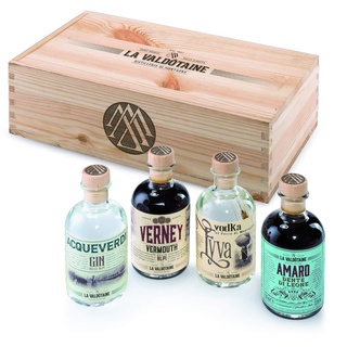 La Valdôtaine Mini Tasting Box delle Alpi Premium Amaro, Gin, Vermouth, Vodka 4 X 0,2l