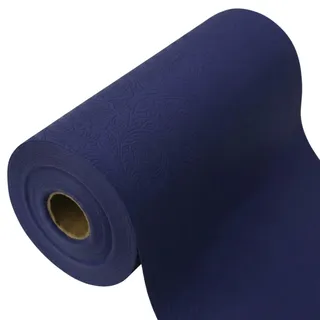 Tischläufer (25 m x 30 cm) Tischband (Dunkles Blau-Lila) Blumen Blumendesign Tischdeko für Geburtstag Party Hochzeit Taufe Konfirmation Kommunion Tischband, Tischtuchrolle