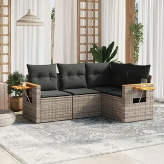 Festnight Balkon Lounge Rattan Mit Stauraum - Gartenlounge Klein Sofa Ecklounge Rattansofa Sitzecke - Gartensofa Ecksofa Garten Lounge Sofa Outdoor Balkonmöbel Couch Gartenmöbel