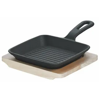 Schulte-Ufer Rustika Mini-Grillpfanne mit Servierbrett 13 x 13 cm