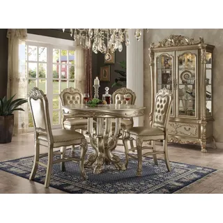 JVmoebel Esstisch Runder Holztisch im Barock-Rokoko-Stil mit goldener Oberfläche (Packung, 1-St., Tisch), Made in Europa goldfarben