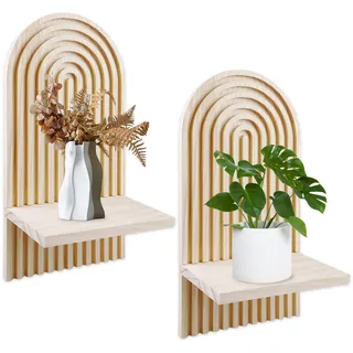 Byzesty 2 Stück Wandregal Holz, Boho Holz Regenbogen Wandregale Hängeregal Boho Wanddeko Wandregal Böhmische Wandhalterung Schweberegal Wanddekoration Wand Regal Aus Kiefer Für Schlafzimmer Wohnzimmer