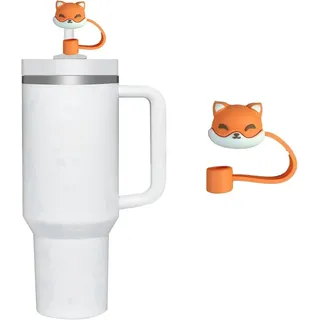 Foxes Strohabdeckung für Stanley Becher mit einem Fassungsvermögen von 102 und 850 ml, 8 mm Silikon-Trinkhalm-Abdeckkappe für Stanley-Becher-Zubehör, niedlicher Strohhalm-Aufsatz für Trinkgläser,