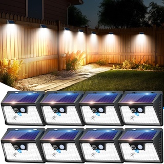 nipify 【8 Stück Solarlampen für Außen mit Bewegungsmelder, 140 LED 3 Modi 180° Solarleuchten für Außen, IP65 Wasserdichte LED Solar Aussenleuchte mit Bewegungsmelder Aussen für Wandleuchte Garten