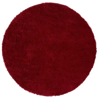 Tapiso Hochflor-Teppich ESSENCE, rund, Höhe: 40 mm, Wohnzimmer, Schlafzimmer, Hochflor, Einfarbig rot rund | 240 cm x 240 cm x 40 mm