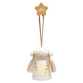 Holzengel weiß-gold 9x15,5x5 cm, Weihnachtsdeko skandinavisch, 1 Stück - Weiß