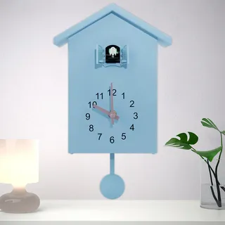BAODBF Kuckucksuhr Modern,Kuckucksuhren mit Pendel und Chimer,Cuckoo Clock, Pendeluhr Wanduhr für Wandkunst,Zuhause,Wohnzimmer,Küche,Büro(Blau)