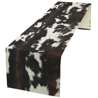 Tischläufer mit Kuhmuster, schwarz-weißes Rindsleder, westlicher Stil, Tischläufer, Landhaus, Landhaus, Kuhmuster, Tischdekoration für Zuhause, Küche, Esszimmer, 33 x 274 cm