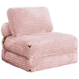 ANYSUN Loungesofa Schlafsessel Klappsofa 1-Sitzer,Sitzsack-Sofa,Klappbarer 2-in-1, Relaxsessel Einzelsofa, ausziehbarer Schlafstuhl mit Flanell-Bezug, für Wohnzimmer&Schlafzimmer– als Gästebett,Relaxsessel oder Loungesofa rosa