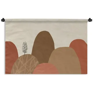 MuchoWow Wanddekoobjekt Berge - Pastell - Abstrakt - Farben, Wandtuch, Wanddekoobjekt, 120x80 cm bunt 120 cm x 80 cm
