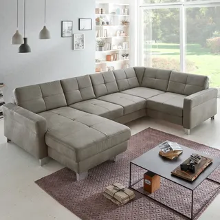 Wohnlandschaft Lounge Relax Sofa Polstercouch MP-IN20040 grau mit Funktion 351cm