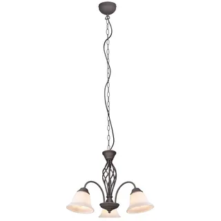TRIO Leuchten LED Pendelleuchte dreiflammig Ø 55cm inkl. E14 LEDs, LED wechselbar, Warmweiß, große Landhausstil Esstisch-Lampe, Esszimmerlampe hängend braun
