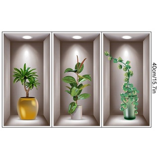 KIKI Aufkleber Wandtattoo Wohnzimmer Vase Grünpflanzen Natur