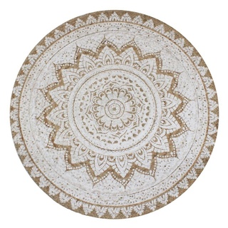 Teppich Jute Geflochten Bedruckt 90 cm Rund, furnicato, Runde beige|braun