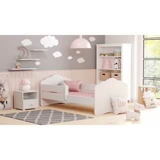 Dmora Einzelbett für Kinder, Kinderbett, Bett mit Fallschutz und Kopfteil "Wolke", cm 164x88h63, Farbe Weiß