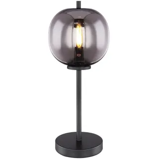 GLOBO LIGHTING LED Nachttischlampe, Leuchtmittel stufenweise über Schnurschalter dimmbar, LED wechselbar, warmweiß, groß-e Designerlampe dimmbar Lampenschirm Rauchglas Glas-kugel, H 45cm schwarz