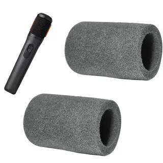 Defean Pop-Filter für Mikrofone, kompatibel mit JBL PartyBox kabellosen Mikrofonen, für Fifine Amplitank K688 Mikrofon, Ersatz-Windschutzscheibe, beflockter Schaumstoff, Zylinderform, Grau, 2 Stück