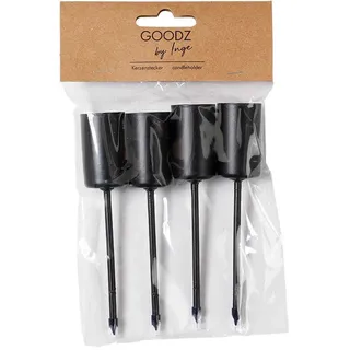 Kerzenhalter mit Spieß 12cm 4 Stk schwarz Adventskranz Deko Kerzenstecker