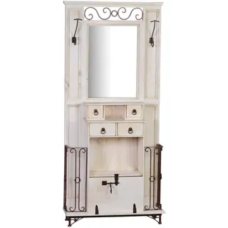 MiaMöbel Garderobenschrank Mexico Möbel 87x200x30 cm Landhausstil Massivholz Pinie Weiß