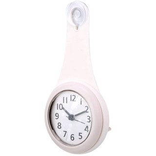 Garosa Bad Uhr modische wasserdichte hängen zuverlässige langlebige Saugnapf Handtuchhalter Handlauf Wand dekorative Kunststoff Spiegel Uhr Uhren(White)