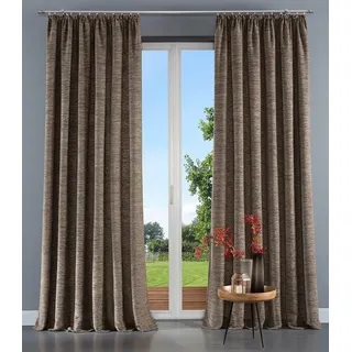 Wirth Vorhang Trondheim 234 g/m2, Kräuselband (1 St), blickdicht, Chenille braun 132 cm x 145 cm