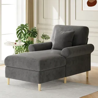 Gepolsterter Relaxsessel, Klappbarer Schlafsessel, Bequemer Lesesessel, Lounge-sessel, Xxl Großer Lesesessel, Samtbezogener Lounge-sessel, Sitzsack Für Wohn- Und Schlafzimmer,gray