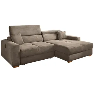 JOB Eckcouch Cord 2-Sitzer Taupe