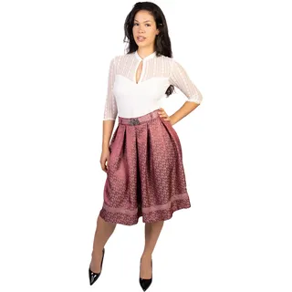Trachtl Giselle Faltenrock mit Gürtel Dirndl Rock Trachtenrock Oktoberfest RÖCKE Knielang Midi (Orginal TRACHTL) gr.34-44 (40) (Bordeaux/Weiß) - 40