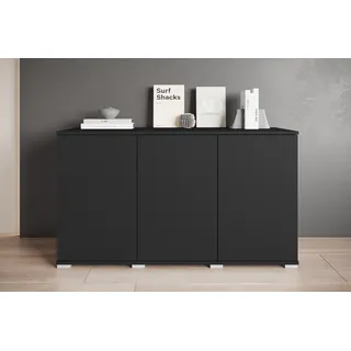 Sideboard OTTO HOME "Kenia, moderne grifflose Kommode mit 3 Türen, Breite 120 cm", schwarz (graphite schwarz matt), B:120cm H:69,7cm T:39,5cm, Sideboards, Sideboard, Push-to-Open-Fronten, höhenverstellbaren Einlegeböden