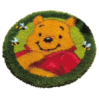 Vervaco Formteppich Winnie The Pooh Knüpfpackung zum Selbstknüpfen eines Teppichs, Stramin, weiß, 50 x 50 x 0,3 cm