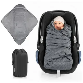 zamboo Einschlagdecke Deluxe für Babyschale (Maxi-Cosi, Cybex, Kiddy, Britax Römer) und Babywanne - Grau
