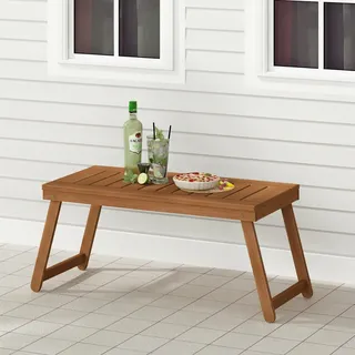 Furinno TIOMAN Terrassentisch, klappbarer Outdoor-Beistelltisch, Couchtisch, für Terrasse, Garten, Veranda, Helles Holz