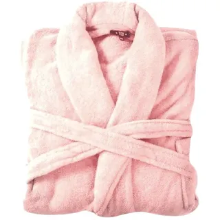 VewoTex Bademantel Bademantel flauschig » Saunamantel in Teddy-Plüsch Qualität, 100cm, Polyester, Taschen, Gürtel, » leichter/dünner Morgenmantel 100 cm lang » unisex rosa