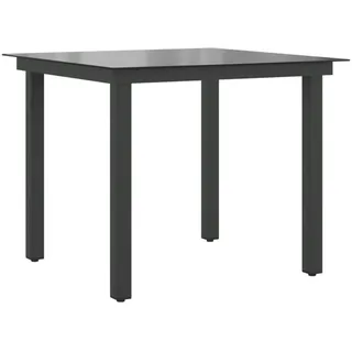 vidaXL Gartentisch Schwarz 80x80x74 cm Aluminium und Glas