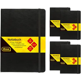 IDENA Notizbuch A5 blanko Schwarz