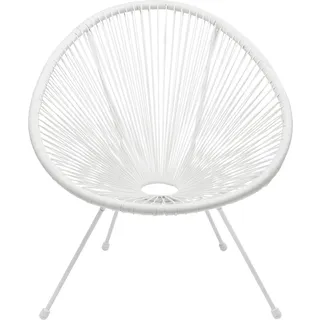 Kare Design Sessel Acapulco, Weiß, Indoor und Outdoor Stuhl im Retro-Design, Gartenstuhl, Relaxsessel für Balkon, Garten, Terrasse, Weißes Stahlgestell, 85x73x78 cm (H/B/T)