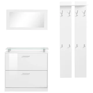 Garderoben-Set BORCHARDT MÖBEL "Finn", weiß (weiß matt, weiß hochlganz), Kastenmöbel-Sets, mit Glasablage