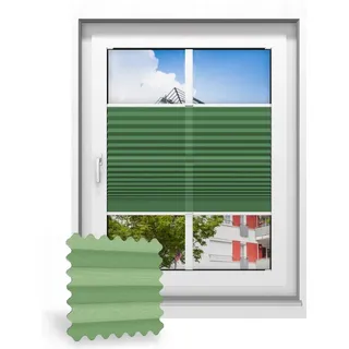Plissee ohne Bohren nach Maß, Smaragdgrün 118080, 30 x 80 cm, Plissee individuell maßangefertigt