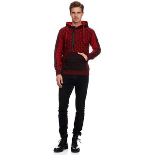 Rusty Neal Kapuzensweatshirt in ausgefallenem Design grau|rot XXXL