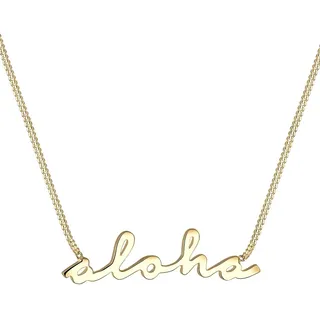 Elli Halskette Damen Aloha Statement Schriftzug in 925 Sterling Silber vergoldet