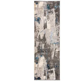 mazovia Teppich Läufer Flur - Modern Teppichläufer – Kurzflor, Weich - für Vorzimmer Eingangsbereich Schlafzimmer Küche Korridor - Abstrakt Muster 80 cm Breite - Beige Blau Grau 80 x 150 cm