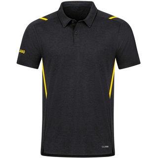 JAKO Herren Poloshirt Challenge, Kurzarm, schwarz meliert/Citro, XL