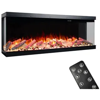 GLOW FIRE Elektrokamin E-Motion 3D 50 Elektrokamineinsatz, Kamin mit 3D Feuer mit Heizung, täuschend echte Flamme mit Heizung, 3 Dekorationen
