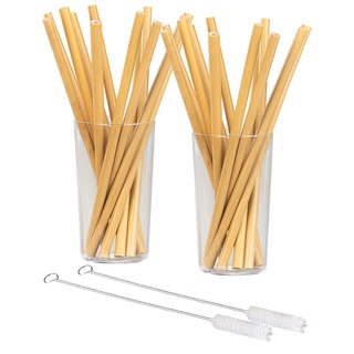 24 Bambus-Trinkhalme 220 mm, wiederverwendbar, mit Reinigungsbürste