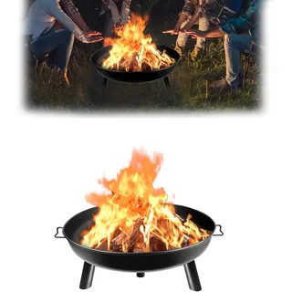 Aufun Feuerschale Ø 76 cm Rund, Multifunktionale Gusseisen Metallschale mit Griffen und 3 Abnehmbare Stützbeine, mit Rostfreie, Langlebige Lackierung, für Gartenheizung, Grill und Party