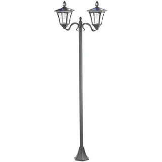 Royal Gardineer Solar Parkleuchte: Solar-LED-Gartenlaterne,180 cm, 2 flammig, PIR- & Licht-Sensor (Wegeleuchte, Mastleuchte, Parkplatz)