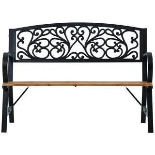 furnicato Gartenbank Vintage mit Massivholz-Sitzfläche, Gusseisen-Rückenlehne schwarz