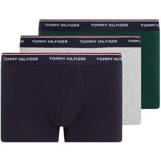 Tommy Hilfiger Herren 3er Pack Boxershorts Trunks Unterwäsche, Mehrfarbig (Hunter/Grey Htr/Des Sky), XL