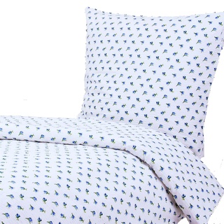 Hans-Textil-Shop Seersucker Hotelbettwäsche 135x200 80x80 cm Rosen Blumen - Bettwäsche, Hotel, Hotelverschluss, Baumwolle, bügelfrei | Blau