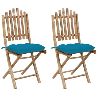 Klappbare Gartenstühle 2 Stk. mit Kissen Bambus